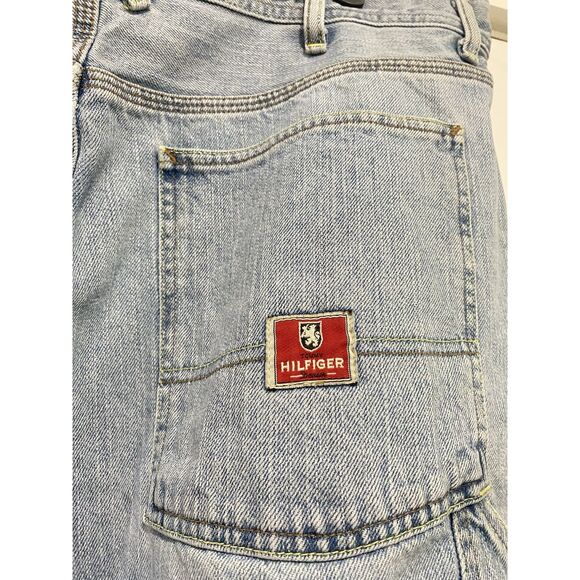 VTG Tommy Hilfiger Jean Shorts Mens 40 Carpenter Fit Blue Denim Baggy Skater Y2K - Picture 7 of 15